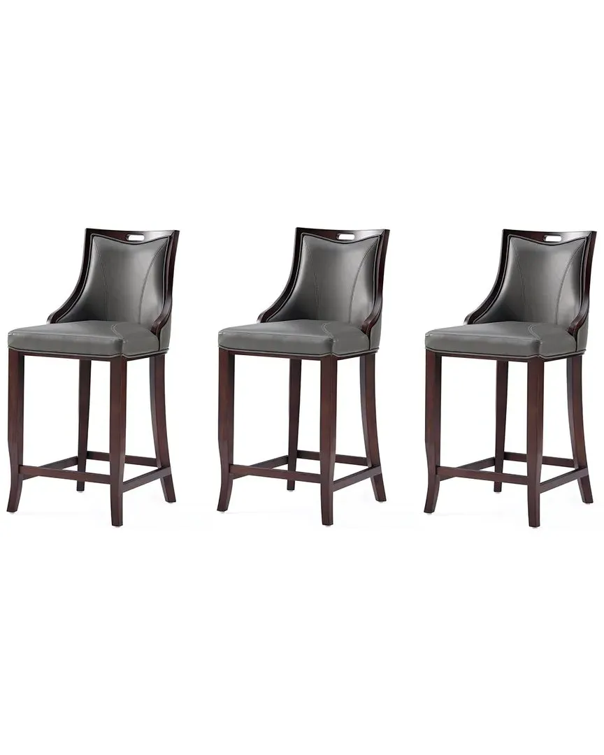 Set of 3 Emperor Barstools - Pebble Grey, Beech Wood image