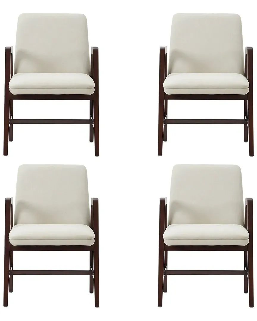 Stella Dining Armchairs Set of 4 - Cream, Velvet
