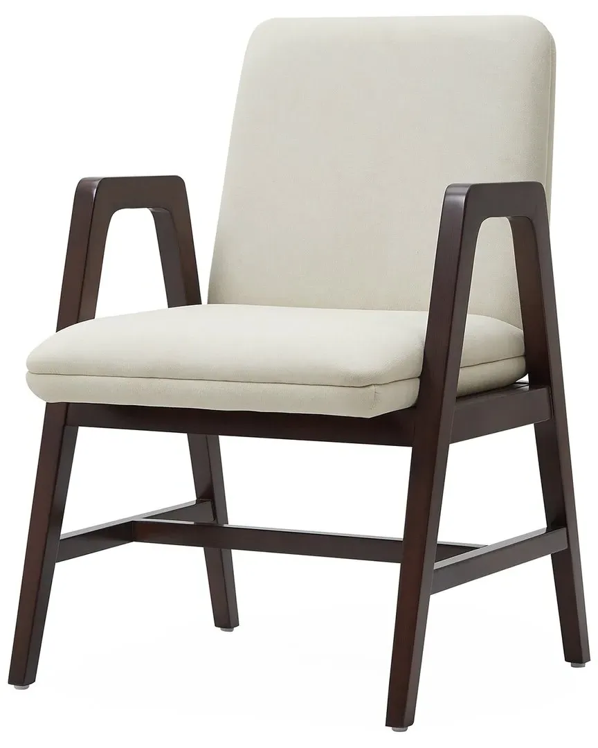 Stella Velvet Dining Armchair - Cream, Beech Wood