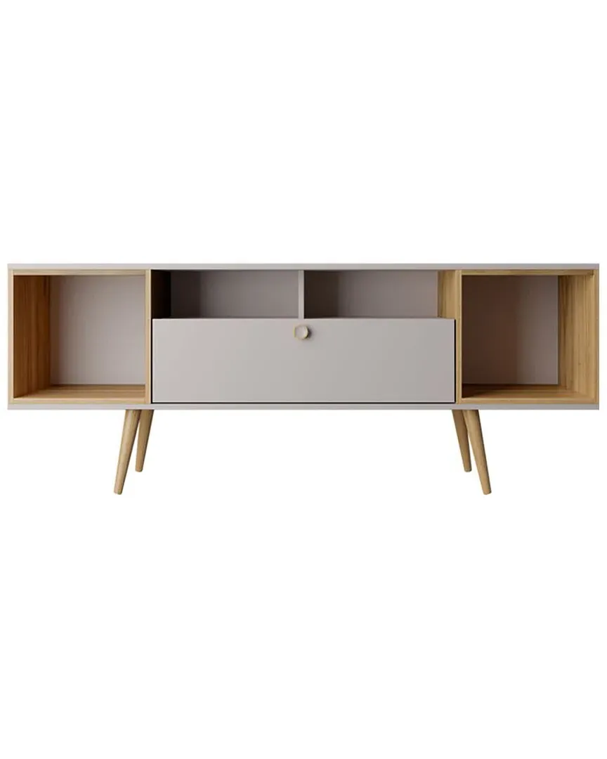 Theodore 63in TV Stand - Off White, Cinnamon