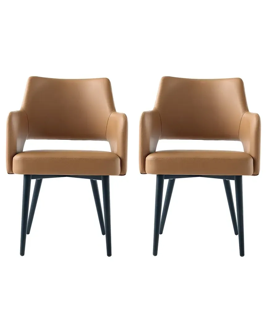Tremont Set of 2 Dining Arm Chairs - Saddle, Leatherette