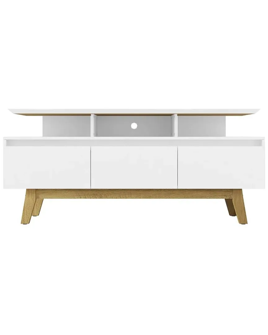 Yonkers 63in TV Stand with Storage - White Gloss, Wood image