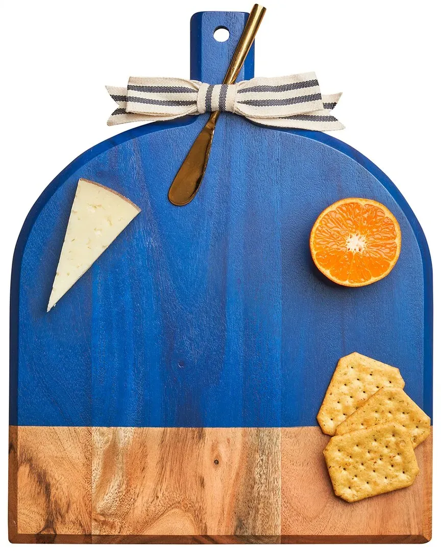 Large Acacia Bevel Board with Spreader - Blue, Acacia Wood