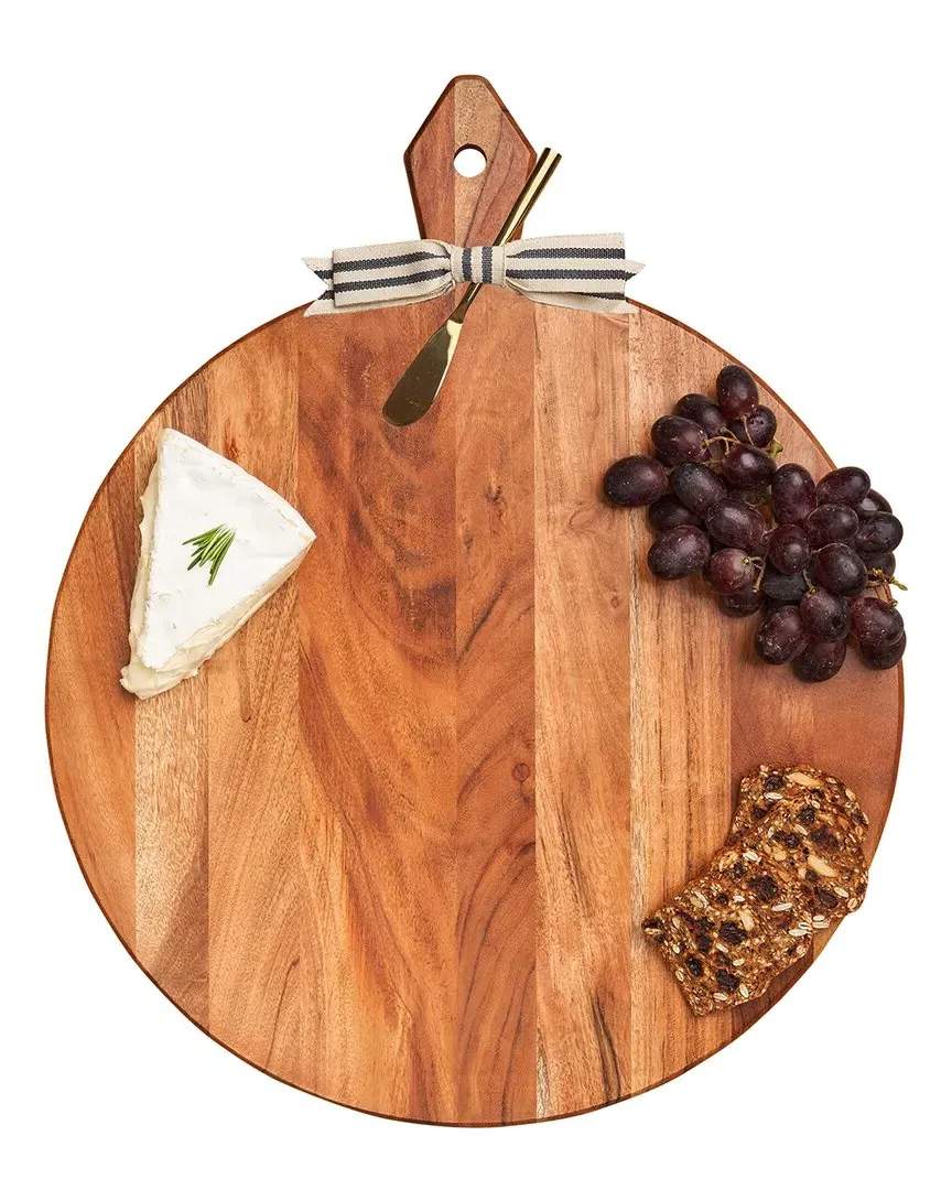 Round Acacia Heirloom Board with Spreader - Natural, Acacia Wood