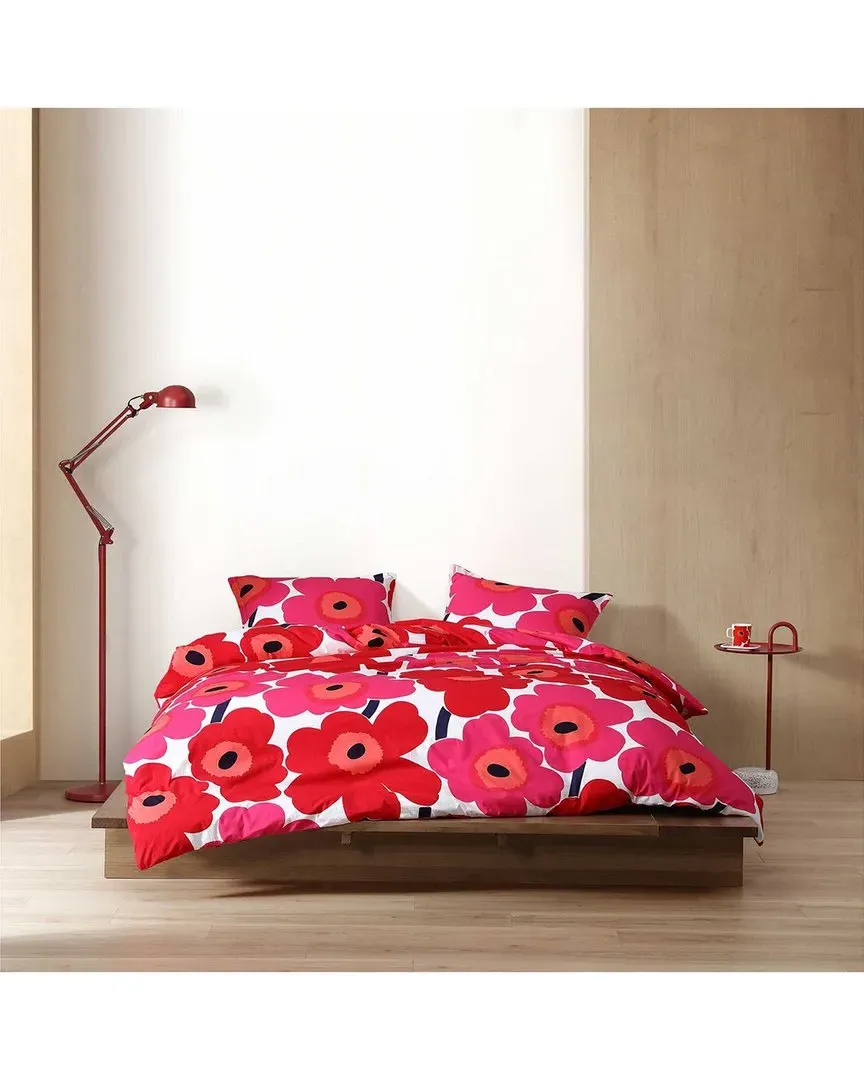 Unikko Cotton Percale Comforter Bedding Set - Red