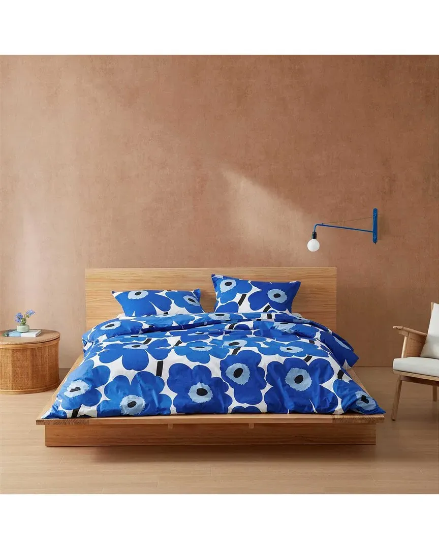 Unikko Cotton Percale Duvet Cover Set - Blue