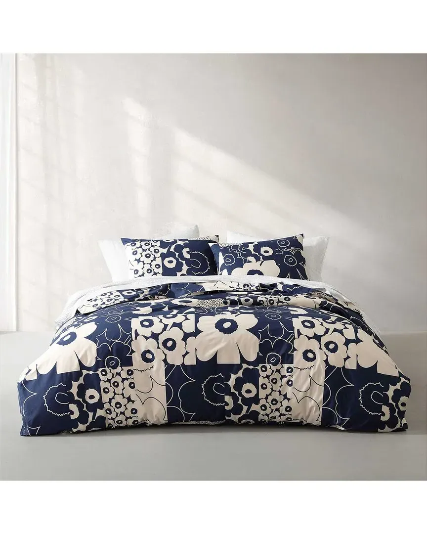 Unikko Kollaasi Organic Cotton Duvet Cover Set - Dark Blue image