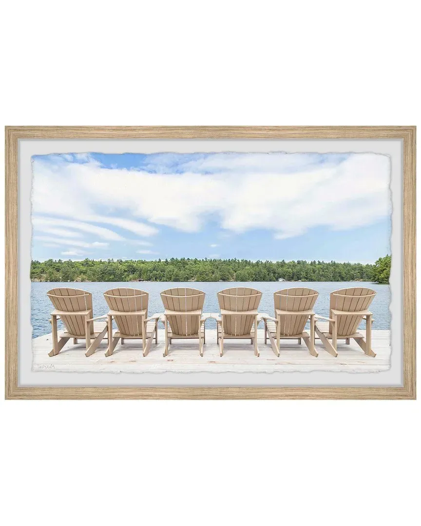 Chairs By The Lake Framed Print - Multicolor image
