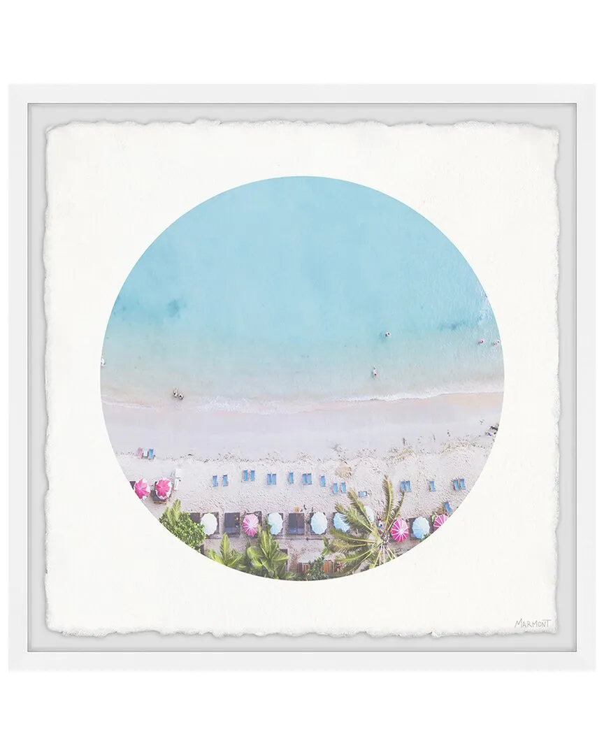 Circle Pink Beach Framed Print - Multicolor