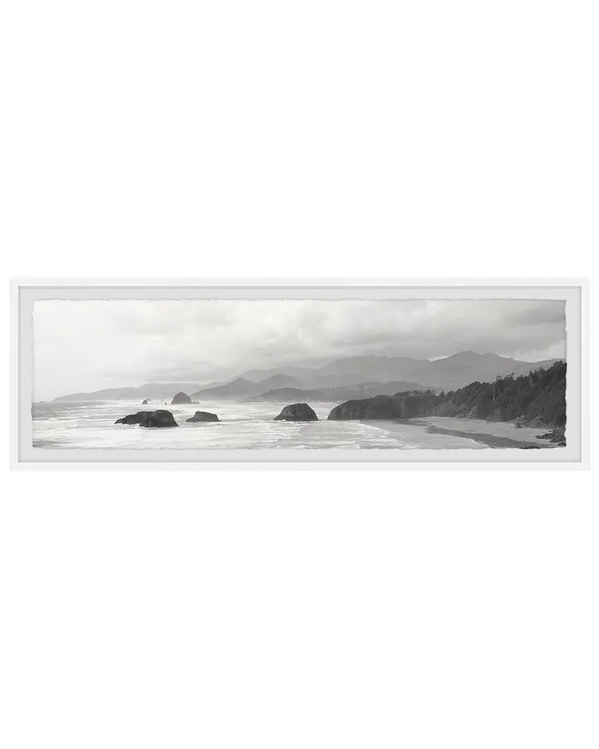 Cloudy Beach Framed Print Wall Art - Multicolor