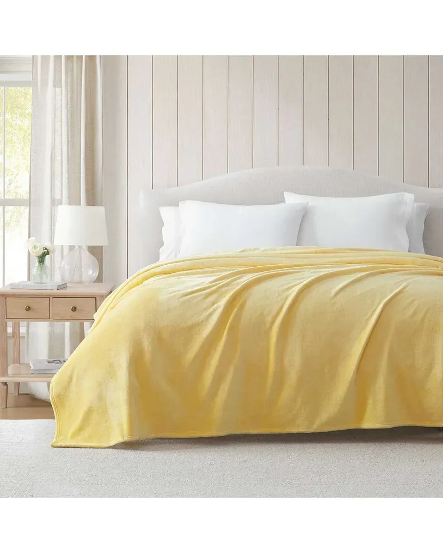 Bedford Collection Solid Plush Blanket - Lemon Bar, Polyester