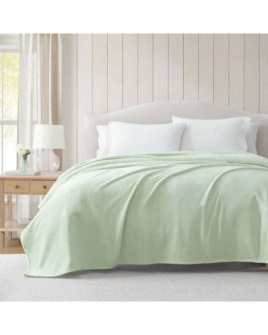 Bedford Collection Solid Plush Blanket - Light Sage, Polyester image