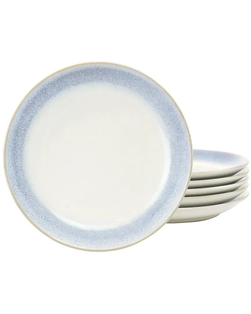 Blue Rim Round Salad Plate Set - Blue, Stoneware image