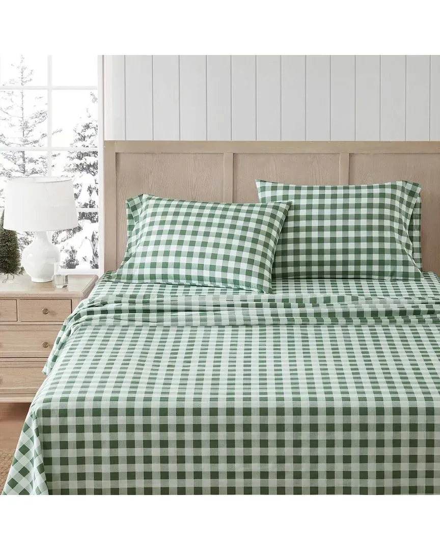 Madison Gingham Cotton Percale Sheet Set - Green