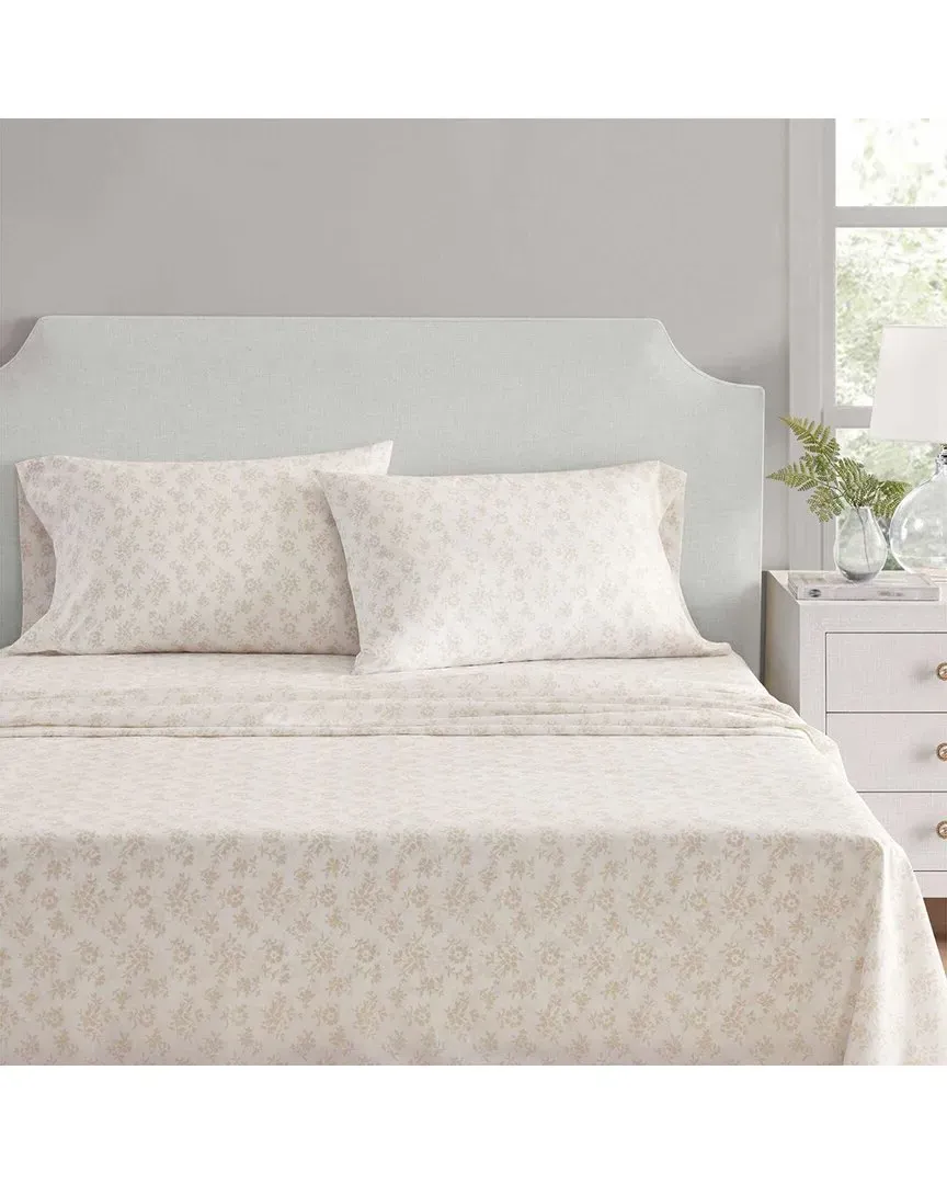 MS Core Floral Cotton Percale Sheet Set - White