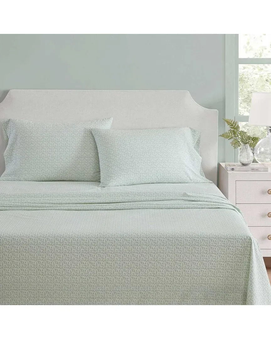 MS Core Leaves Cotton Percale Sheet Set - White
