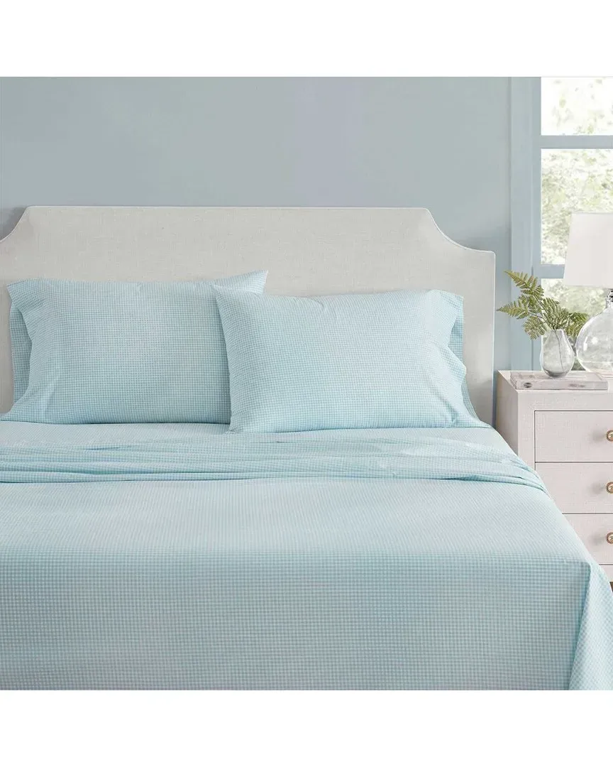 MS Core Small Gingham Cotton Percale Sheet Set - White