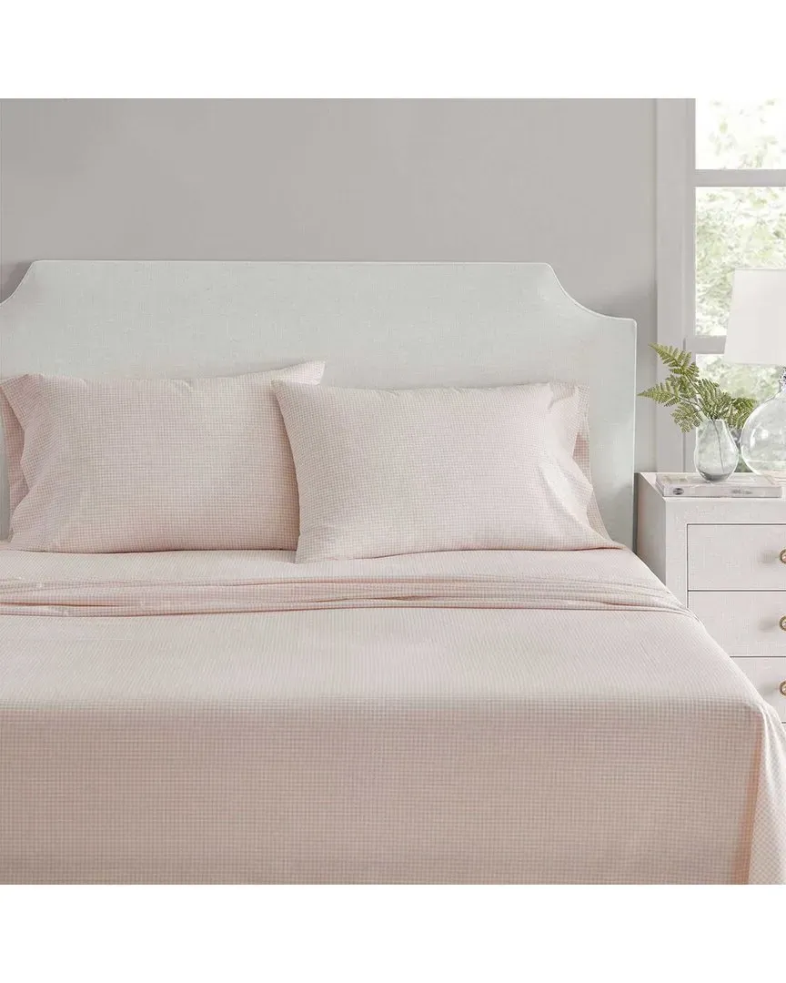 MS Core Small Gingham Cotton Percale Sheet Set - White
