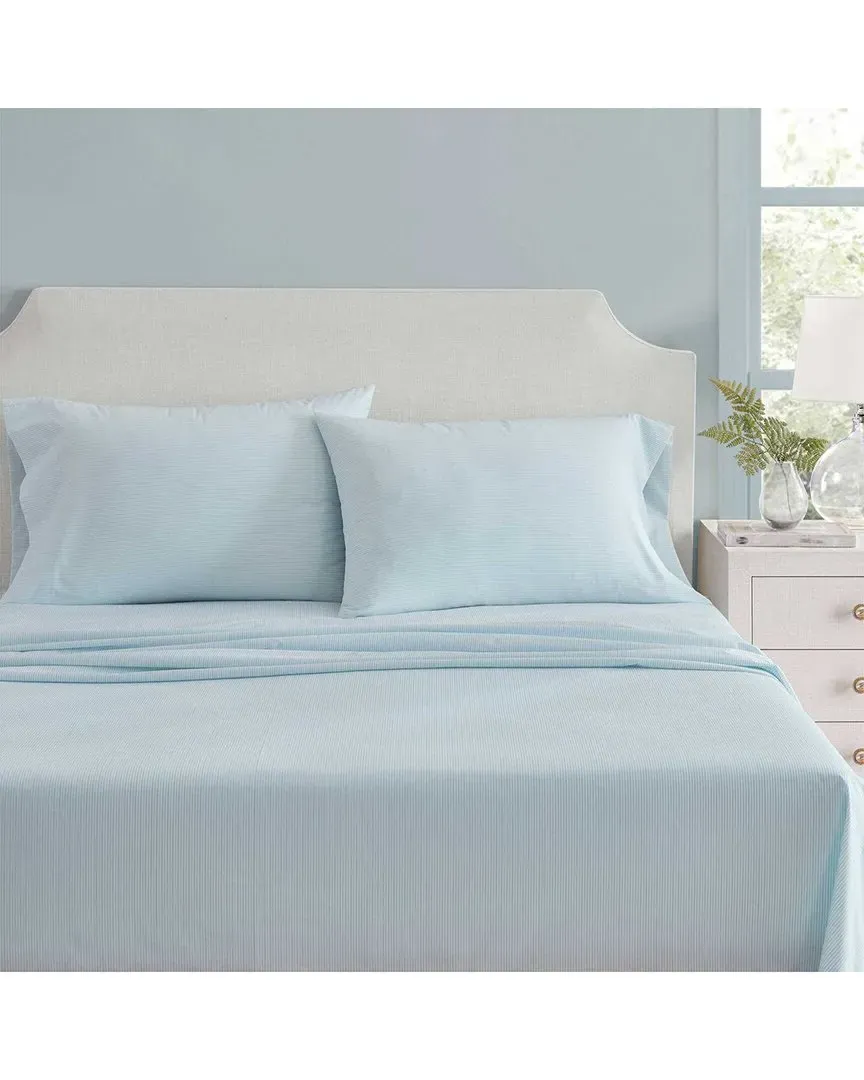MS Core Stripe Cotton Percale Sheet Set - White