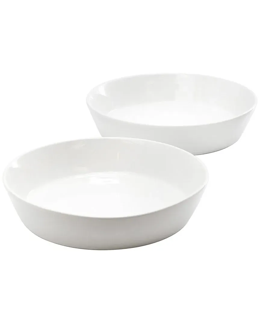 Selma 2-Piece 8-Inch Ceramic Dinner Bowl Set - White image
