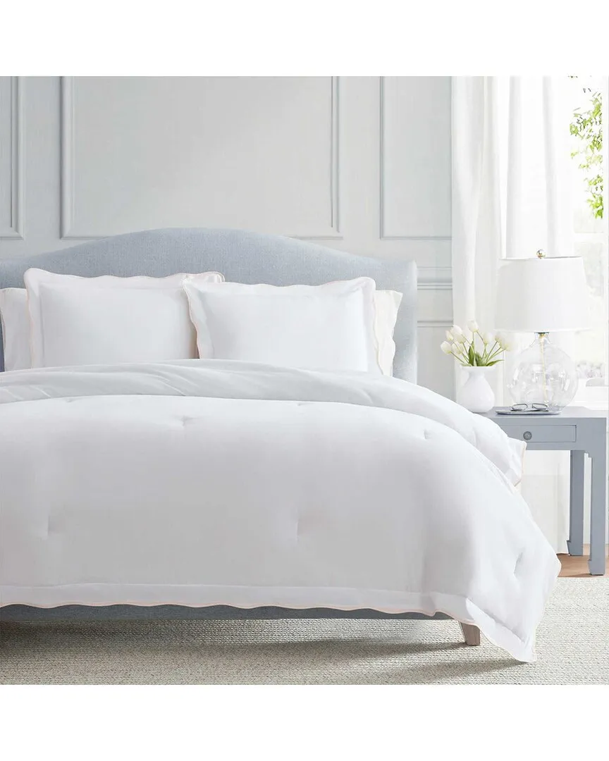 Simple Scallop Duvet Cover Set - White, Cotton