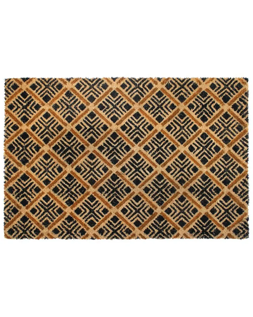 Geo Diamond Coir Doormat - Natural Black image