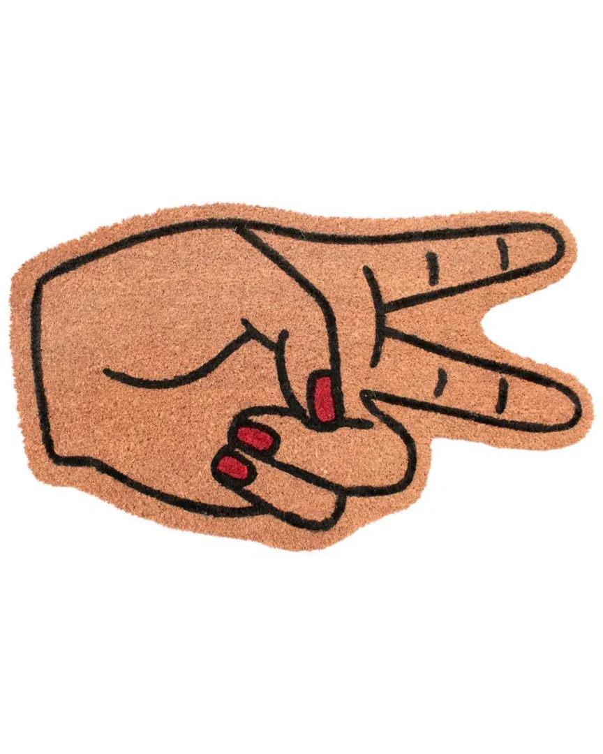 Peace Sign Coir Doormat - Light Brown image