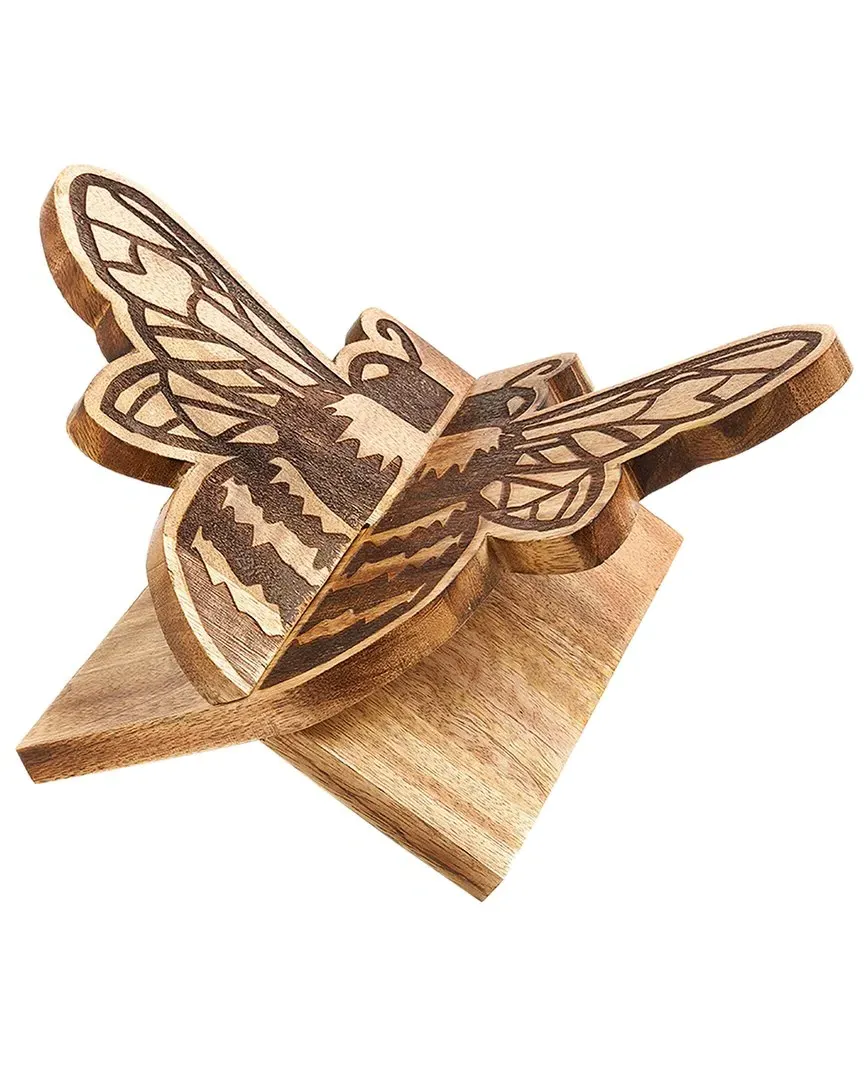 Bee Open Book Stand Holder - Brown, Mango Wood image