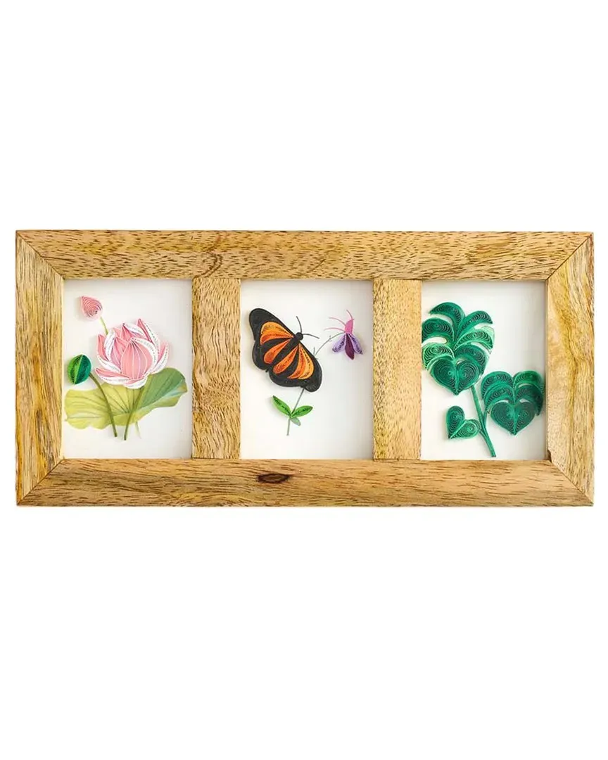 Bimala Triple Quilling Card Frame - Brown, Mango Wood image