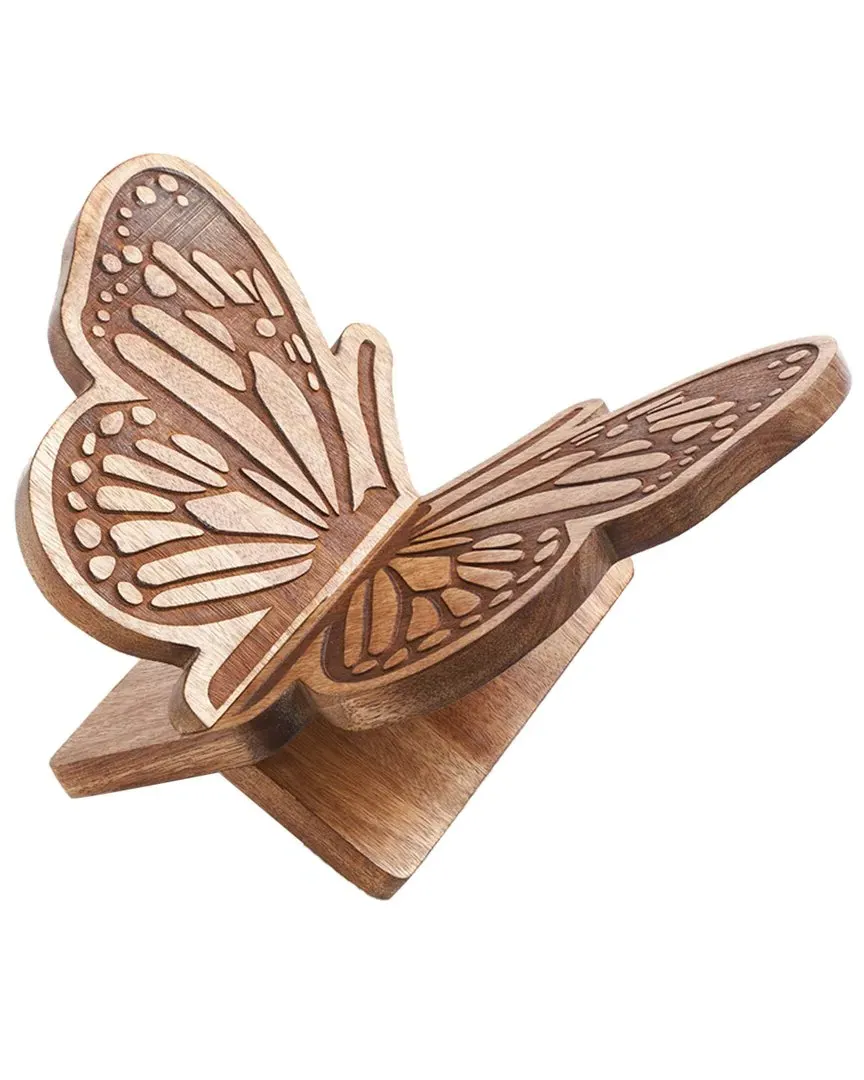 Butterfly Open Book Stand Holder - Brown, Mango Wood