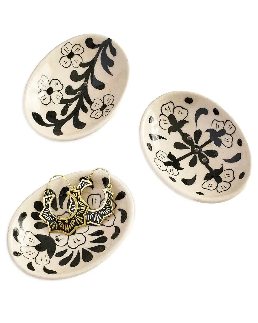 Lalita Hand Painted Soap Dish - Black, Clay image