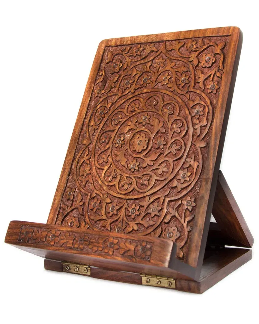 Mandala Floral Cookbook Stand - Brown, Rosewood