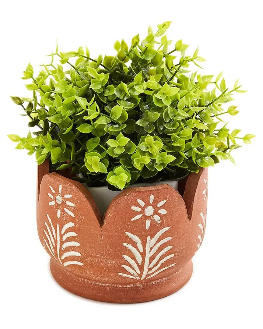Vasanta Petals Planter with Drainage - Terracotta, Clay