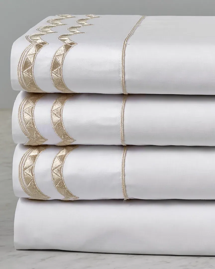 Double Scallop Sheet Set - White, Cotton