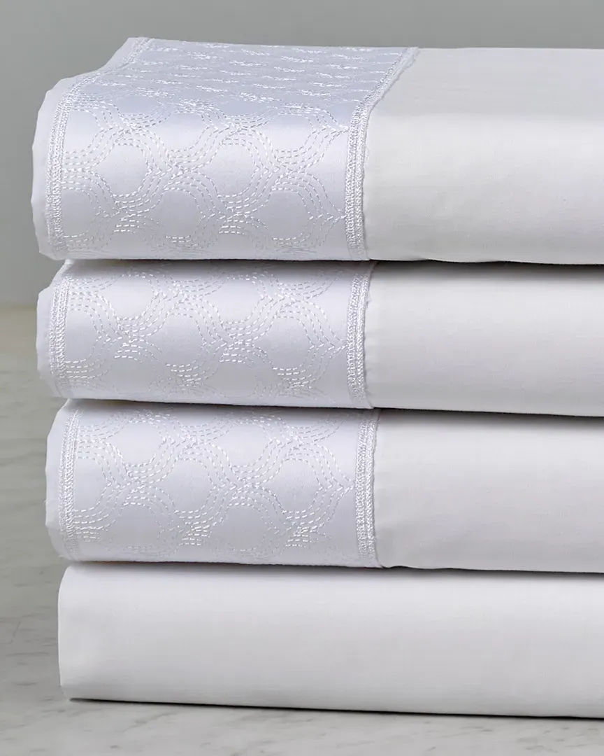 Taj Mahal Embroidered Sheet Set - White, Cotton image