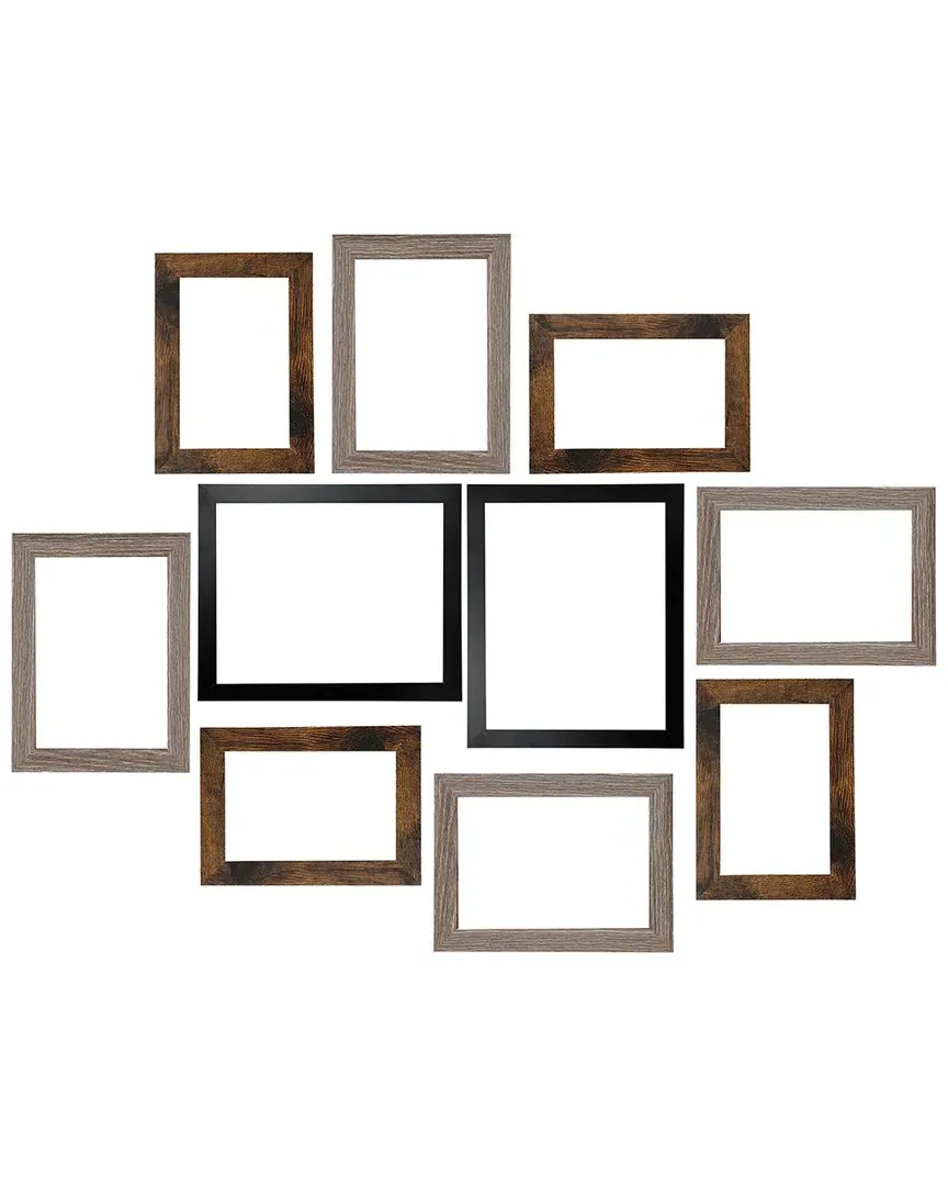 10pc Assorted Picture Frame Set - Brown, Wood image