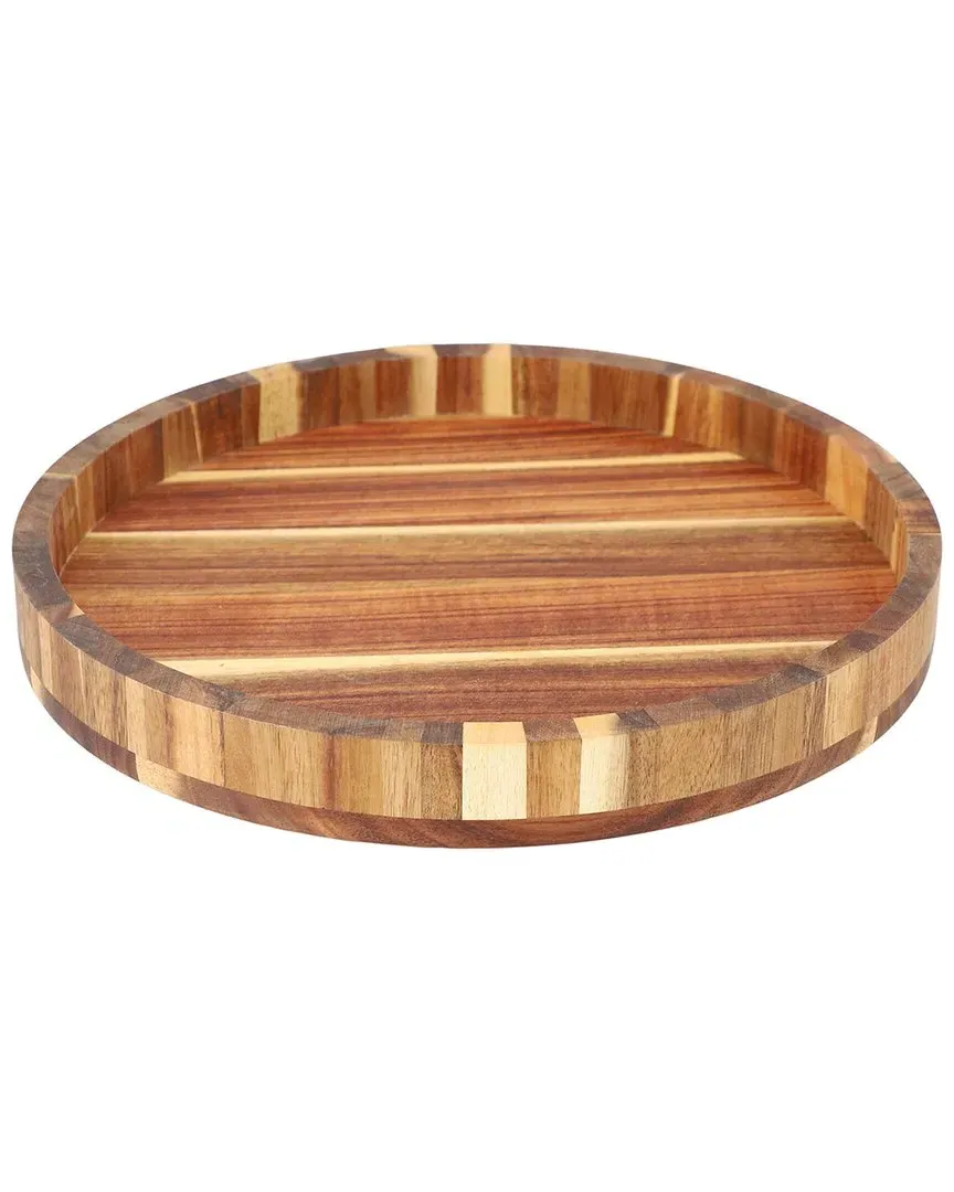 13in Round Lazy Susan Tray - Brown, Acacia Wood