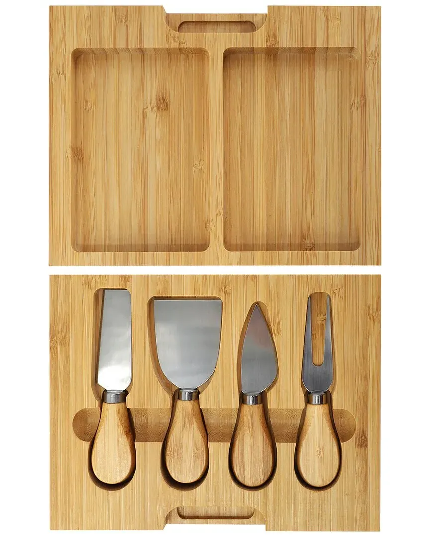 Bamboo Charcuterie Board Set with Ramekins - Light Brown