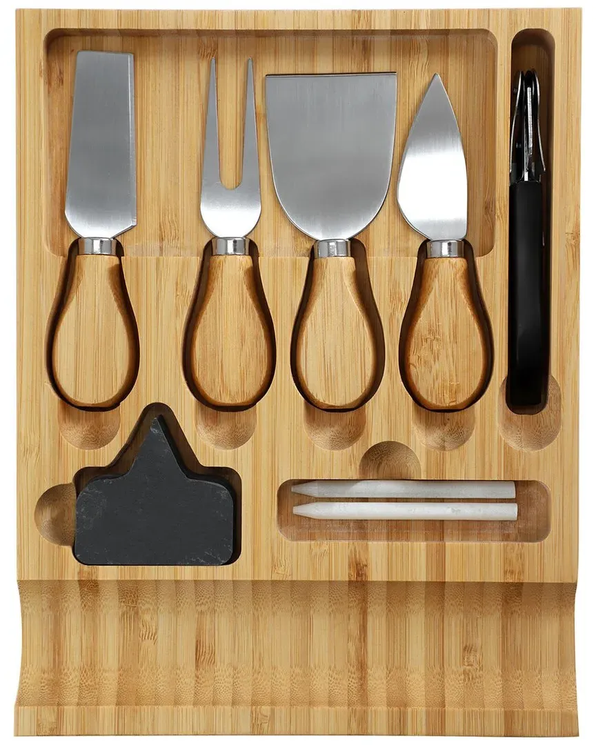 Bamboo Charcuterie Board with Slide Out Drawer - Light Brown