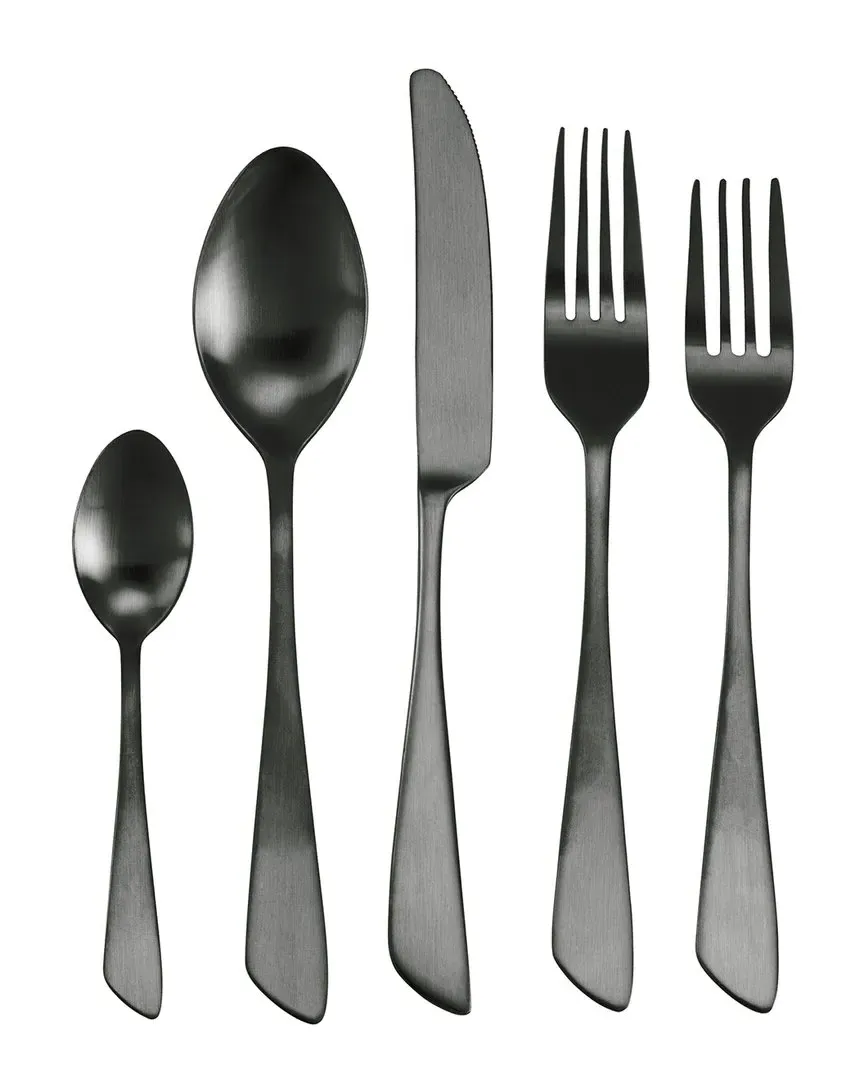 Gibbous 20pc Flatware Set - Black, Stainless Steel image
