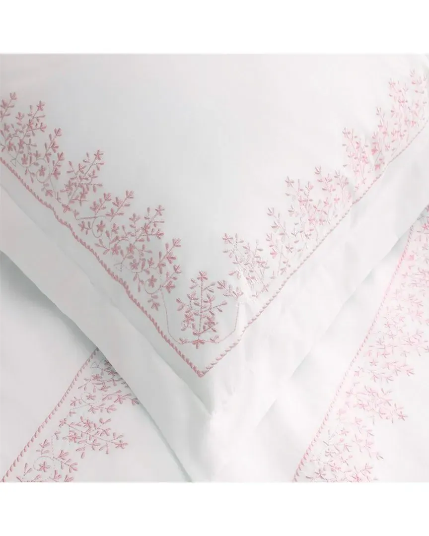 300 Thread Count Baby Breath Embroidery Euro Shams - Rose, Cotton