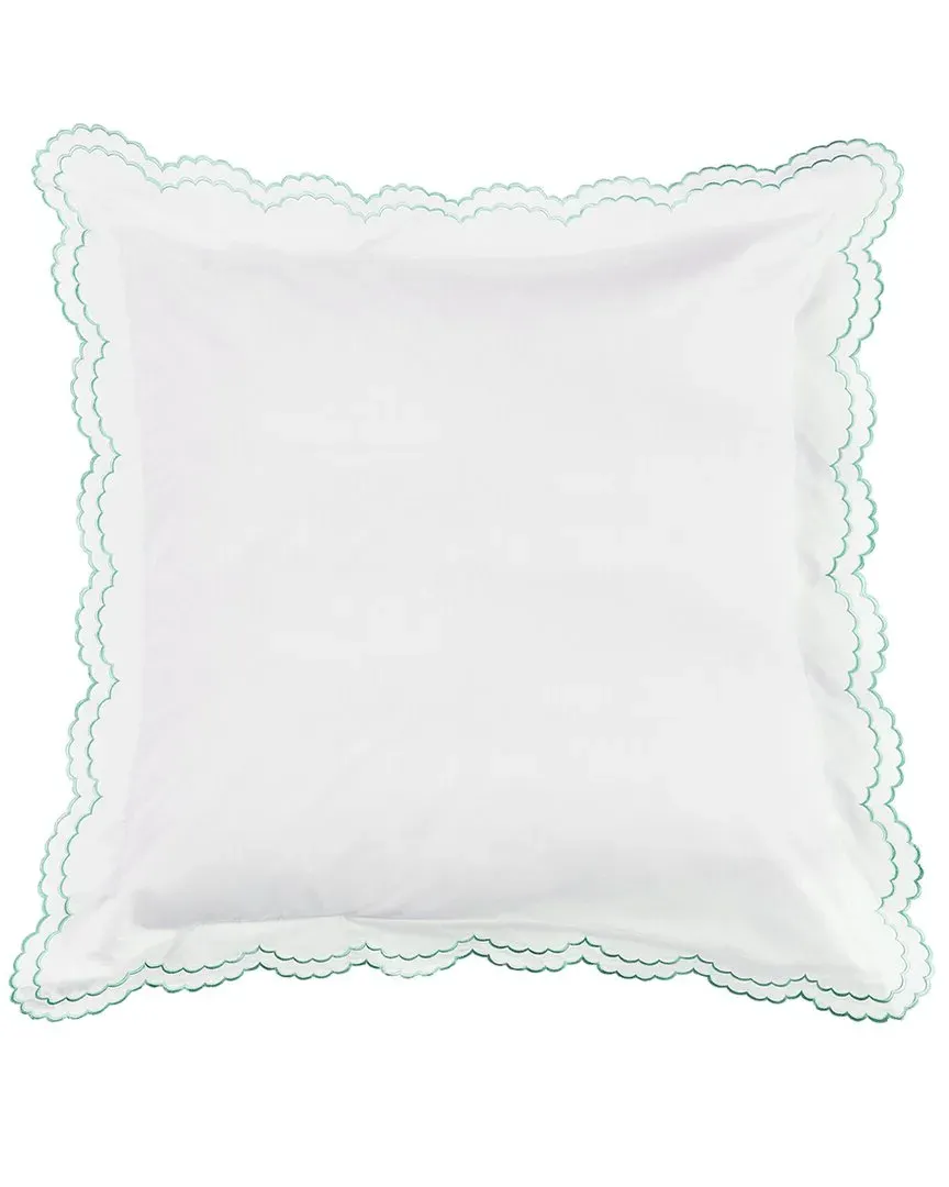 300 Thread Count Scallop Embroidery Euro Sham Pair - Mint, Cotton
