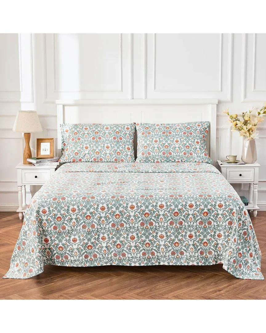 400 Thread Count Arts & Crafts Floral Sheet Set - Cotton