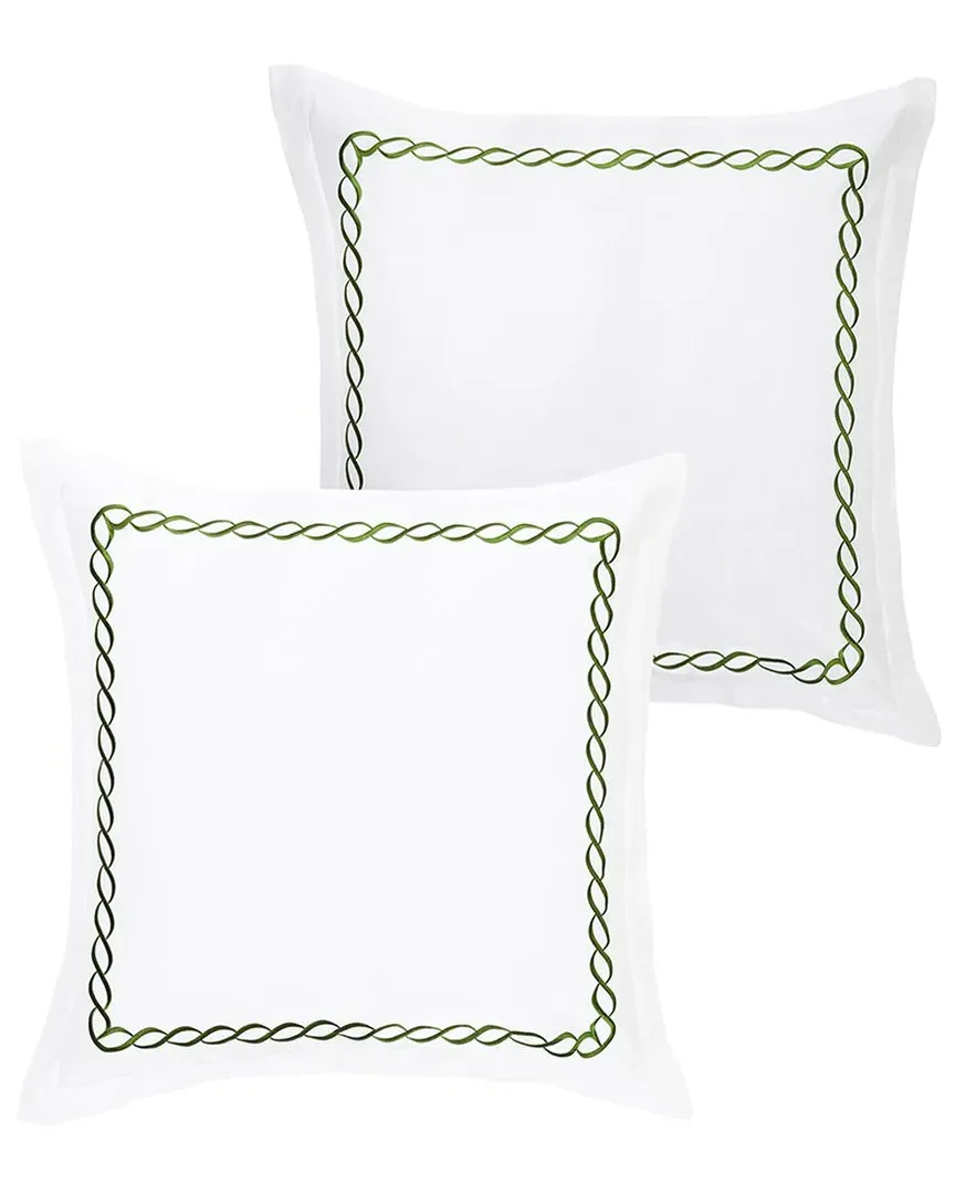 600 Thread Count Rope Embroidered Euro Sham Pair - Green image
