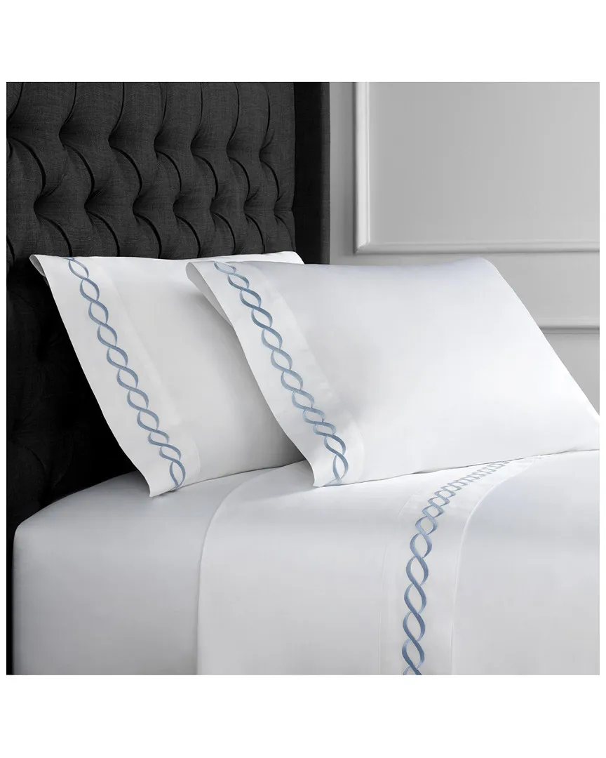 600 Thread Count Rope Embroidered Sheet Set - Blue, Cotton image