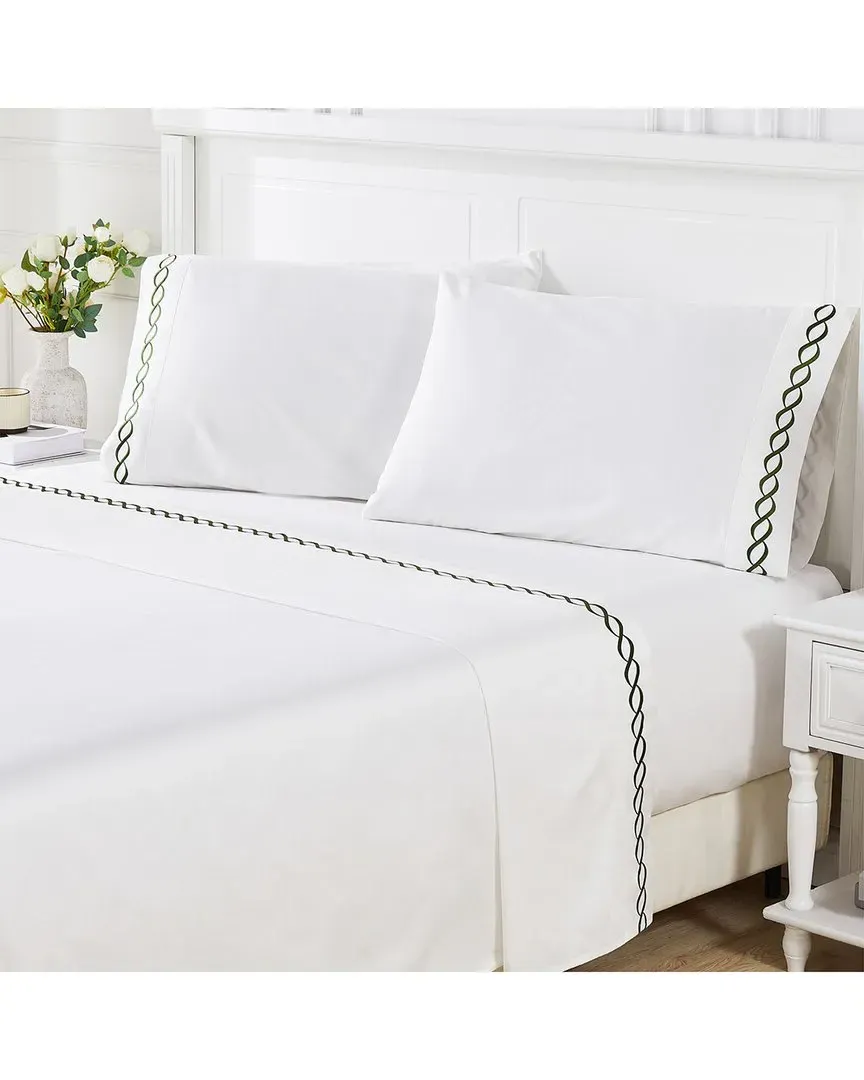 600 Thread Count Rope Embroidery Sheet Set - Green image