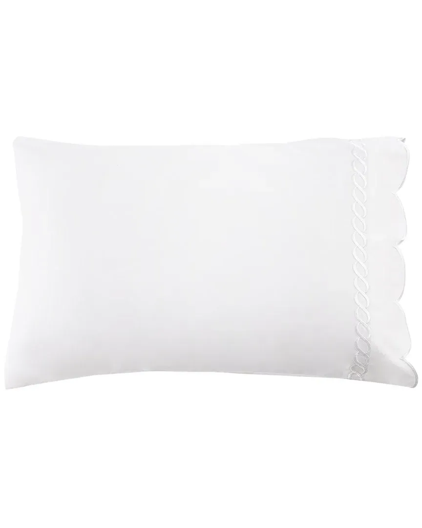 600 Thread Count Scallop Rope Embroidery Pillowcases - White