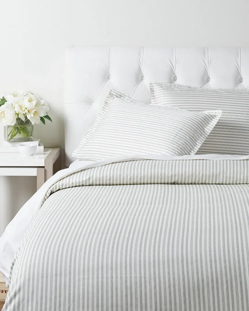Bamboo Stripe Duvet Set - Grey, Cotton