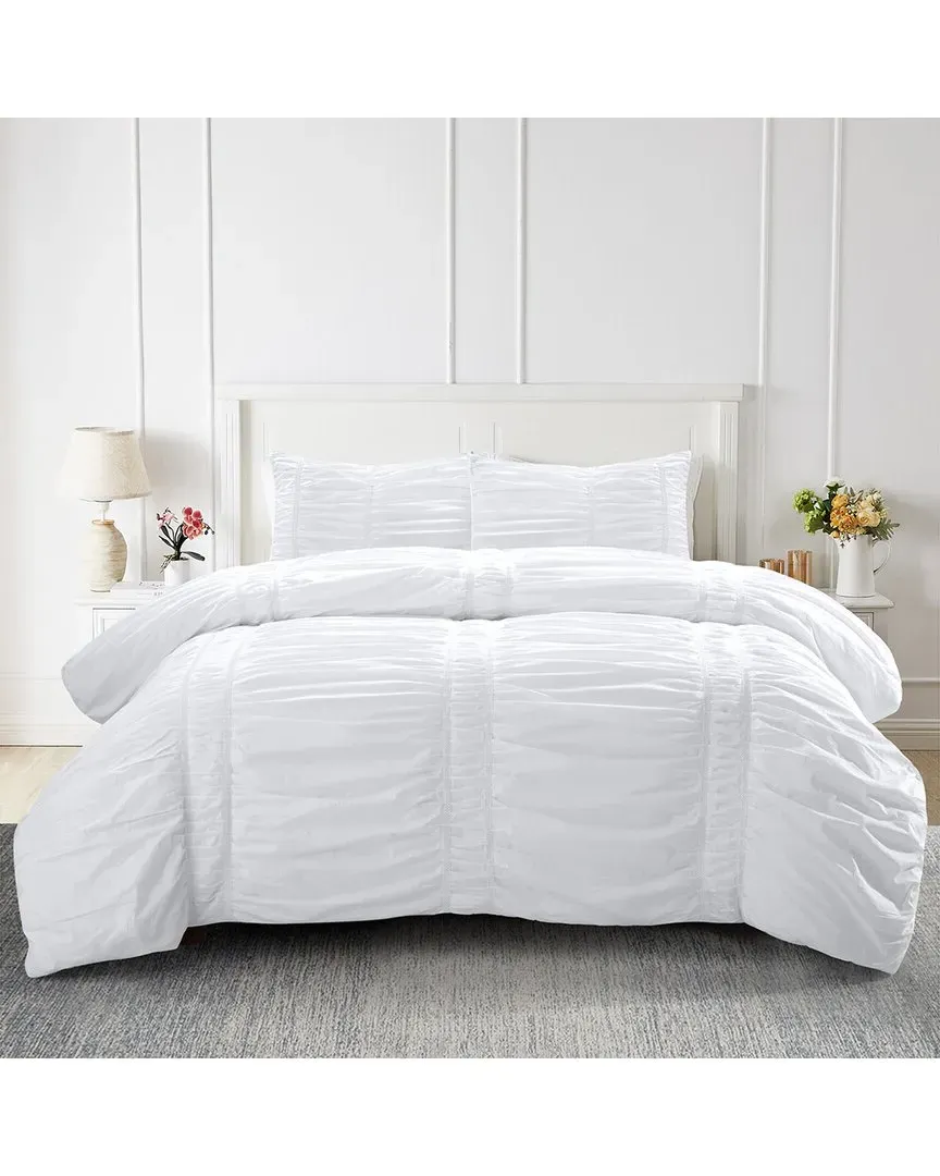 Belle Cotton Embroidery Duvet Set - White