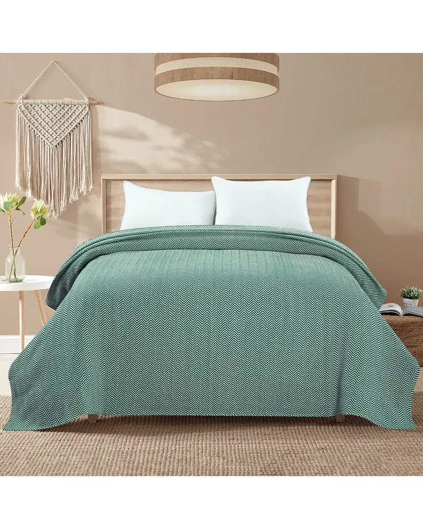 Herringbone Cotton Blanket - Green image